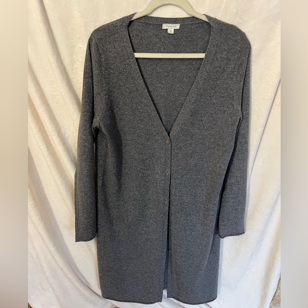 GARNET HILL charcoal grey cashmere cardigan. Size Large
